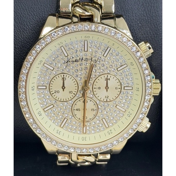 Kendall + Kylie Gold-Tone Analog Watch Crystal Bezel Women's Dress Watch NIB - Picture 2 of 7